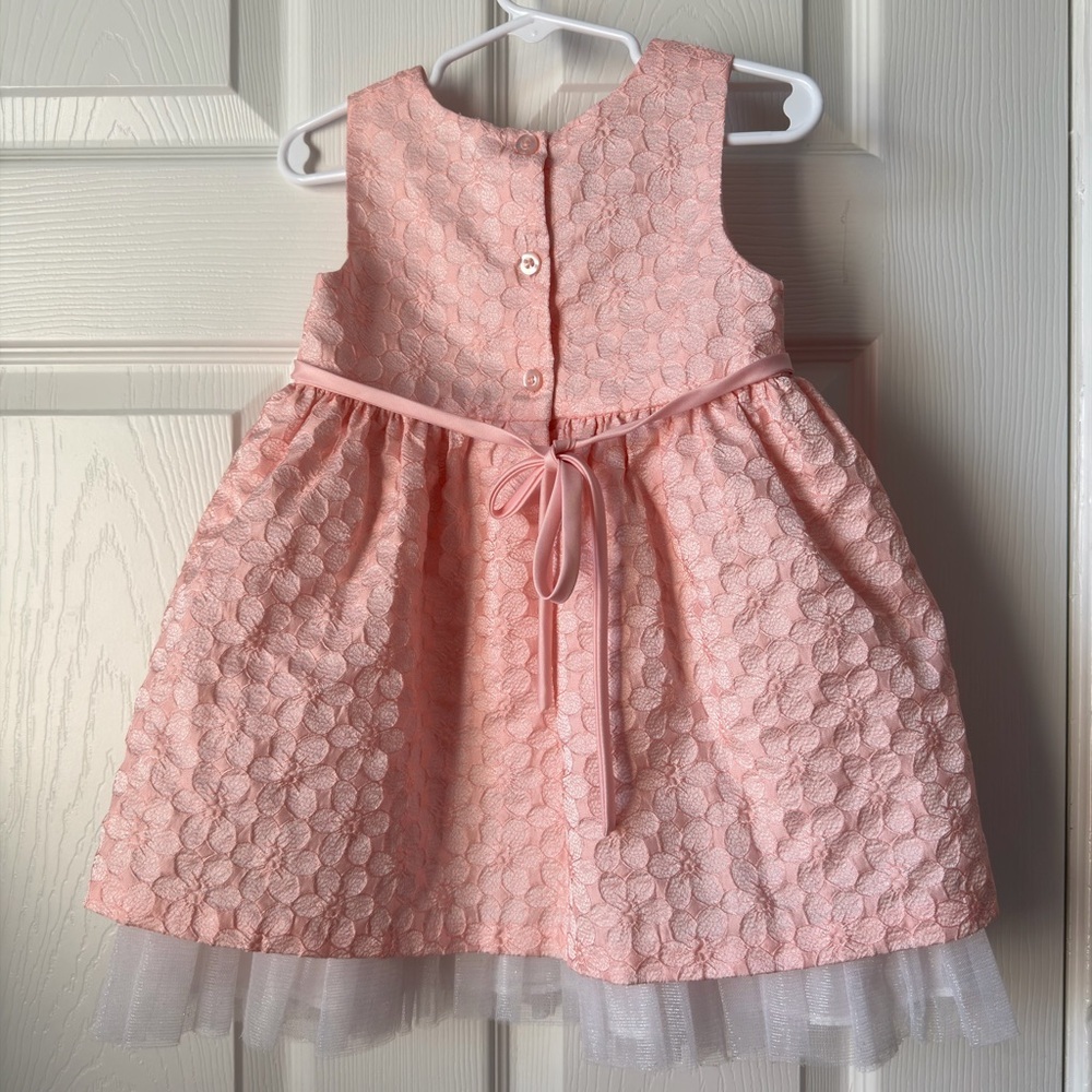 La Princess Blush Pink Floral Jacquard Party Dress | Pink Toddler Dress | 24M - Picture 2 of 7